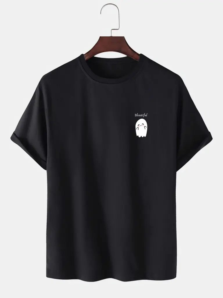 Black "Bhootiful" Cute Ghost Graphic T-Shirt 