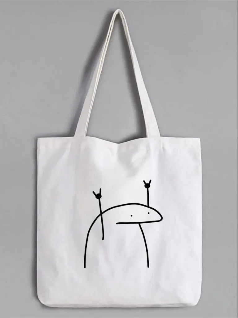 “Yo” Minimal Graphic Tote Bag – White