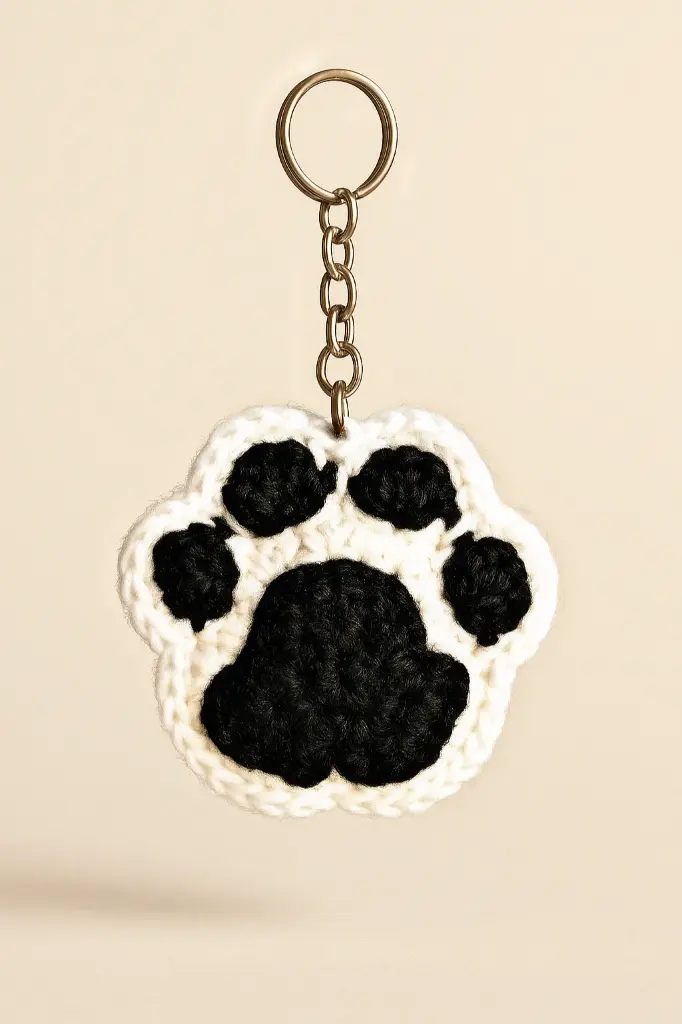Dog Paw Keychain – Black & White