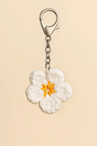 White Flower Keychain