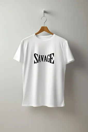 White "Savage" Graphic T-Shirt