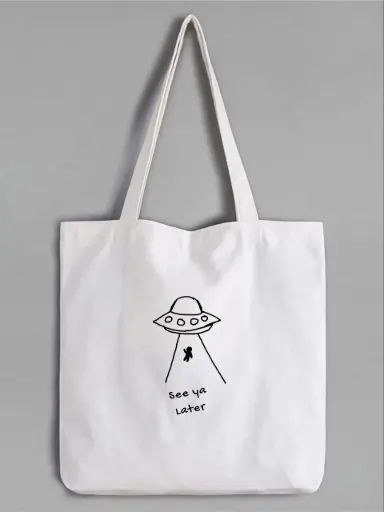 "See Ya Later” UFO Tote Bag – White