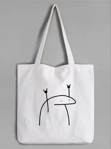 “Yo” Minimal Graphic Tote Bag – White
