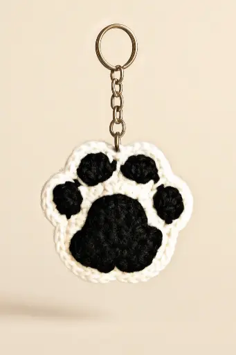 Dog Paw Keychain – Black & White